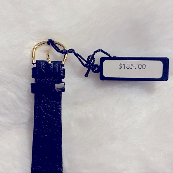 NWT ADOLFO Genuine Leather Quartz Analog Women\'s Watch In Black/Gold Hardware main image 8